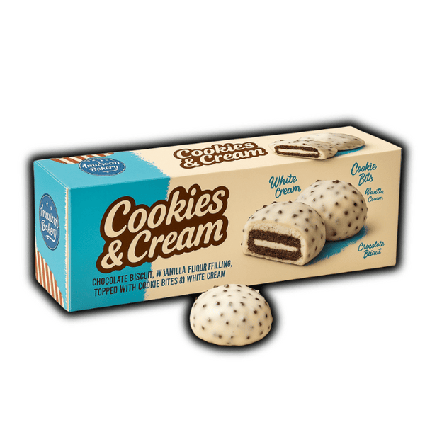 Photo du paquet American Bakery Cookies & Cream 96g – biscuits moelleux au goût cookies & cream façon USA, en vente sur OhMyCandy.fr