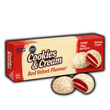 Photo du paquet American Bakery Cookies & Cream Red Velvet 96g – cookies moelleux rouges fourrés à la crème façon Oreo, en vente sur OhMyCandy.fr