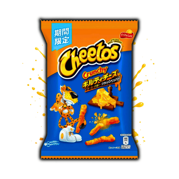 Photo du paquet Cheetos Japan Guilty Cheese 65g – snack japonais au fromage intense et croustillant, disponible sur OhMyCandy.fr