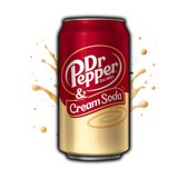 Photo de la canette Dr Pepper & Cream Soda 33cl – boisson gazeuse américaine à la vanille et aux 23 arômes, disponible sur OhMyCandy.fr
