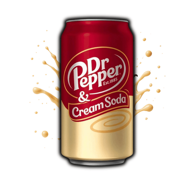 Photo de la canette Dr Pepper & Cream Soda 33cl – boisson gazeuse américaine à la vanille et aux 23 arômes, disponible sur OhMyCandy.fr