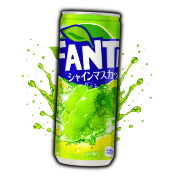 Photo de la bouteille Fanta Japan Shine Muscat 50cl – boisson gazeuse japonaise premium au raisin muscat, disponible sur OhMyCandy.fr