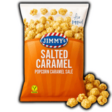 Photo du sachet Jimmy’s Pop Corn Salted Caramel – popcorn sucré-salé au caramel beurre salé, croustillant et gourmand, vendu sur OhMyCandy.fr