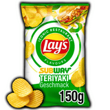 Photo du paquet Lay’s Subway Teriyaki 150g – chips croustillantes au goût poulet Teriyaki inspiré de Subway, en vente sur OhMyCandy.fr