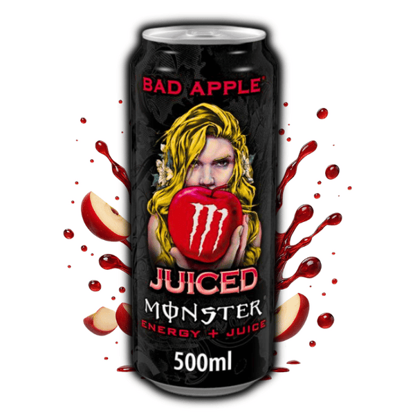 Photo de la canette Monster Energy Bad Apple 50cl – boisson énergisante anglaise goût pomme verte acidulée, disponible sur OhMyCandy.fr