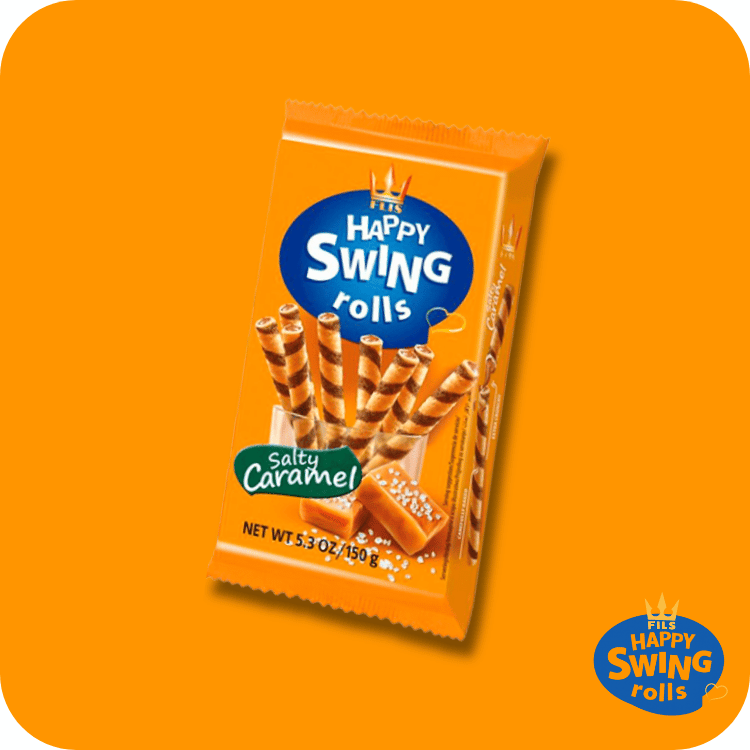 Gaufrettes Happy Swing Rolls Caramel Salé – Tubes Fourrés Croquants 150g