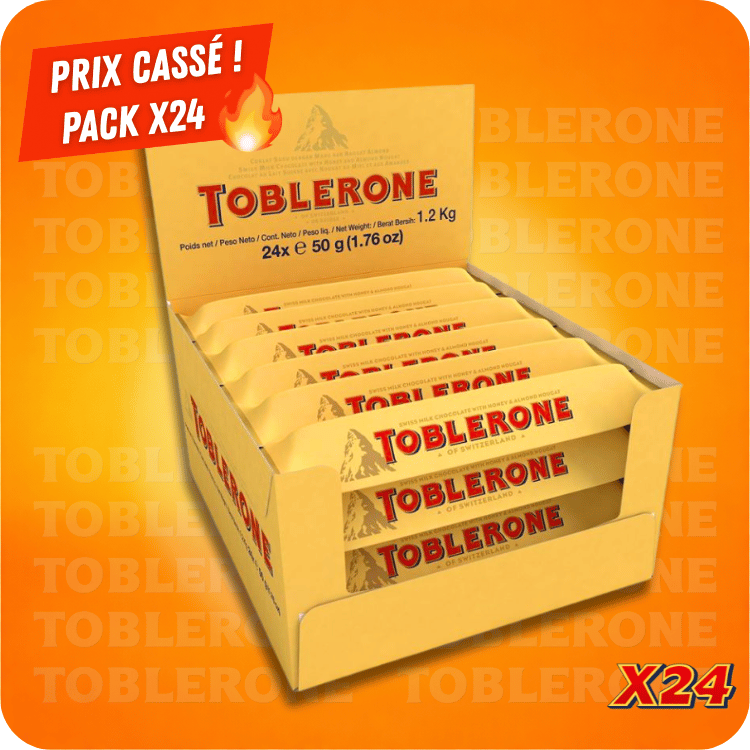 Pack Toblerone Chocolat au Lait x24 – Barres 50g Format Économique
