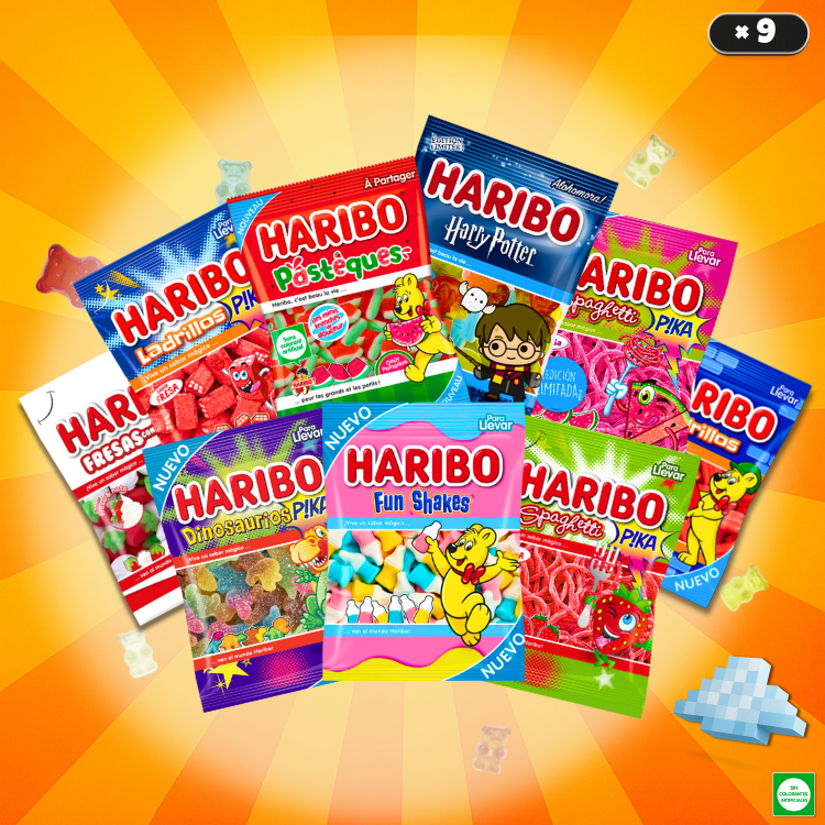 Pack Haribo x9 Sachets – Bonbons gélifiés, acidulés & fun