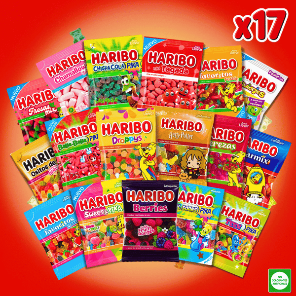 Pack Haribo x17 Sachets – Bonbons fruités, moelleux & acidulés