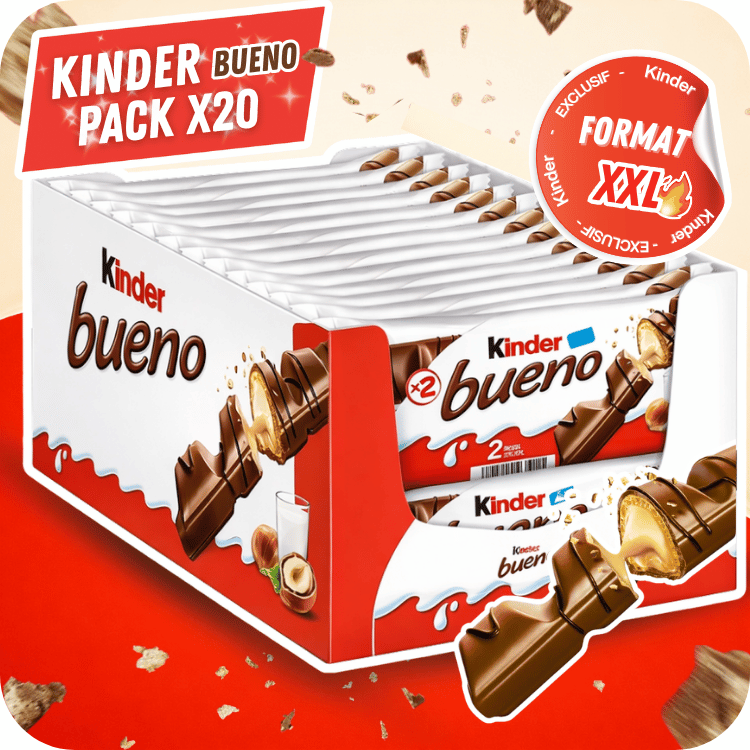 Pack Kinder Bueno x20 – Barres chocolatées fourrées noisette