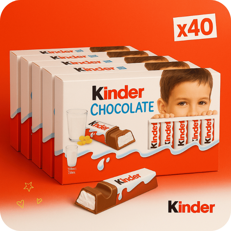 Kinder Chocolate x40 – Mini Barres Fondantes au Lait